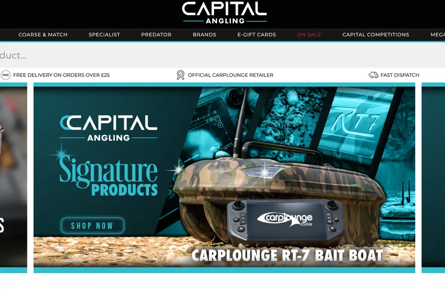 Capital Angling online shop screenshot