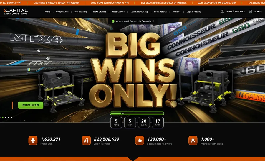 Capital Catch Competitions website screenshot